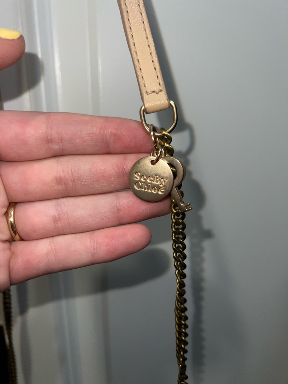 See By Chloe Nude Leather Crossbody with Gold Turn-Lock - Picture 2 of 2
